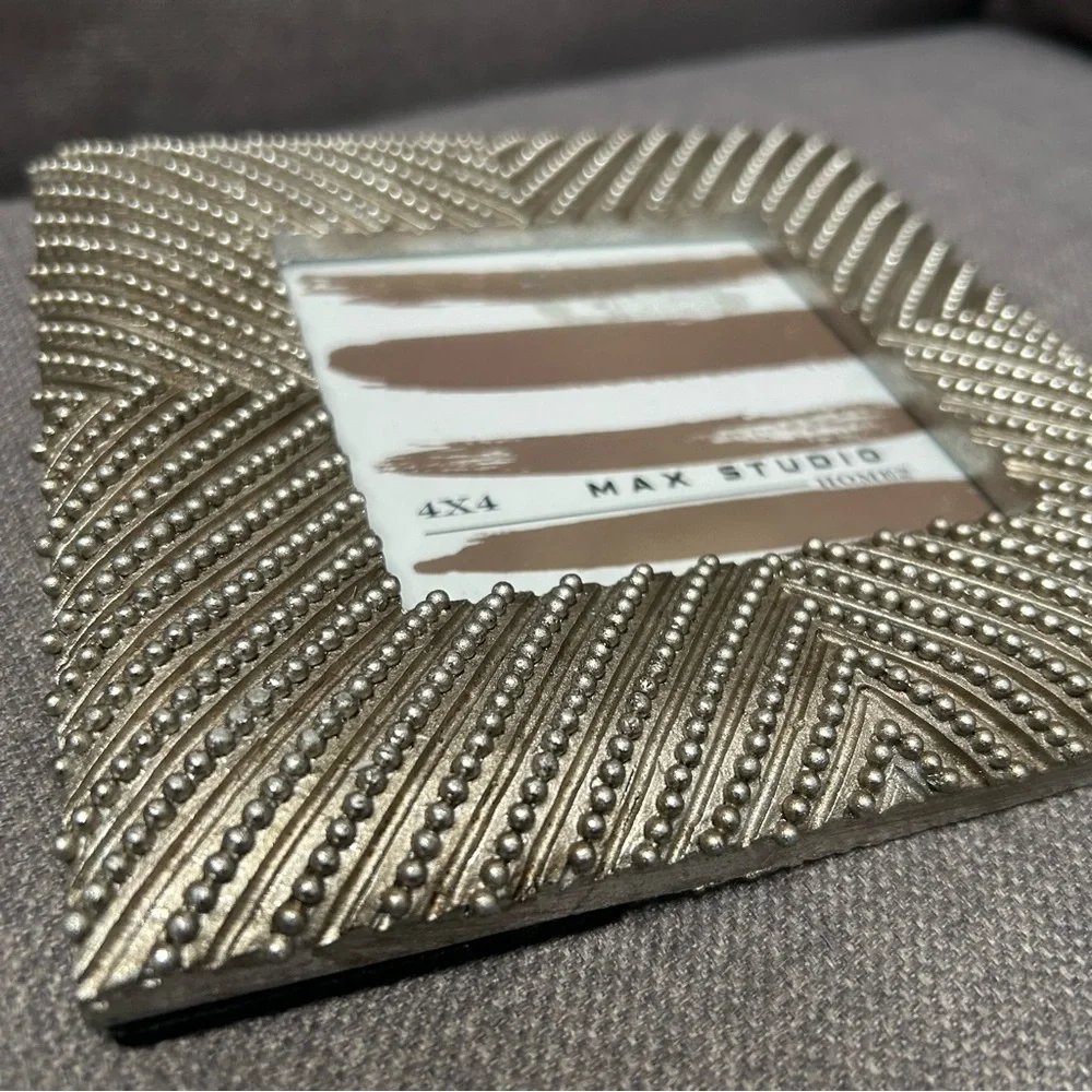 Vtg MAX STUDIO Metallic Textured Geometric Design Picture Frame #10202510